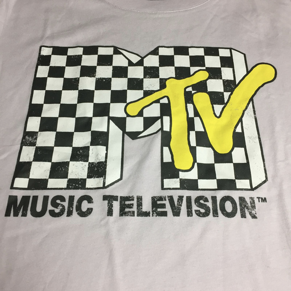Mtv Tops Checkered Logo Pastel Tee Med Poshmark